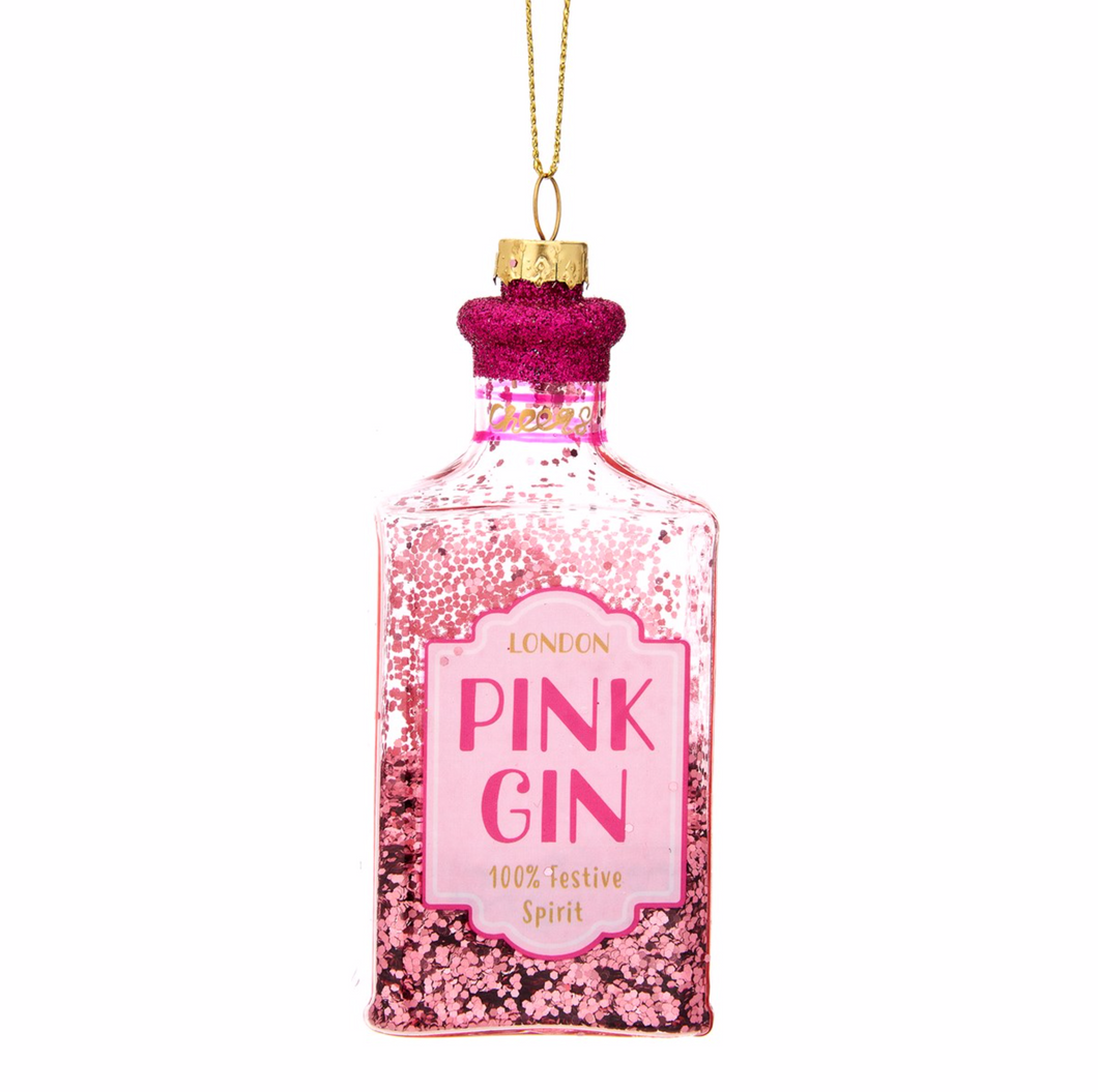 Pink Gin Bottle Shaped Bauble 