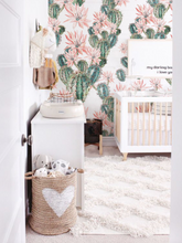 Peel and Stick CACTUS FLOWER Wallpaper Watercolour Flower Pink Peach 