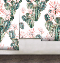 Peel and Stick CACTUS FLOWER Wallpaper Watercolour Flower Pink Peach 