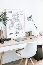 Personalised FRAMED Travel UK Map Push Pin-board