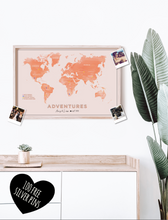 NEON Pastel Shades Personalised FRAMED WATERCOLOUR Travel World Map Push Pin-board