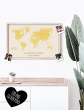 NEON Pastel Shades Personalised FRAMED WATERCOLOUR Travel World Map Push Pin-board