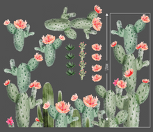 FABRIC Boho LARGE SET Cactus Nursery Wall Stickers / Decals - Childrens Bedroom, Cacti flowers, New Baby, Boho Kids Bedroom