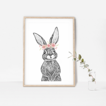 Bunny Flower Crown PRINT ONLY UNFRAMED