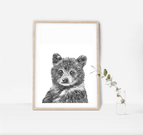 Hand drawn Baby Bear Cub PRINT ONLY UNFRAMED
