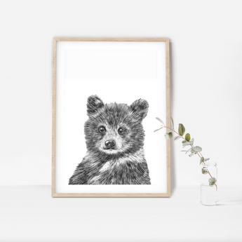 Hand drawn Baby Bear Cub PRINT ONLY UNFRAMED - Fireflies Designs