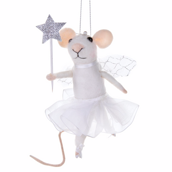 FAIRY MOUSE WITH STAR WAND FELT HANGING DECORATION