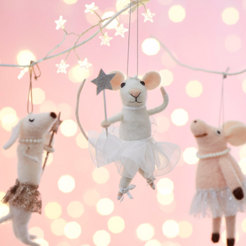 FAIRY MOUSE WITH STAR WAND FELT HANGING DECORATION