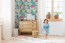Teal Turquoise and Pink Lily Pads Wall Peel and Stick Wallpaper Mural | Kids Room Playroom Decor Art | Custom ANY Colour