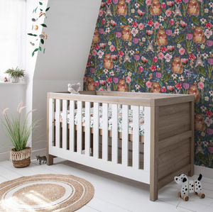 NEW! Peel and Stick Bear and Bunny Floral Flower Nursery Baby Removable Wallpaper