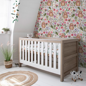 NEW! Peel and Stick Bear and Bunny Floral Flower Nursery Baby Removable Wallpaper