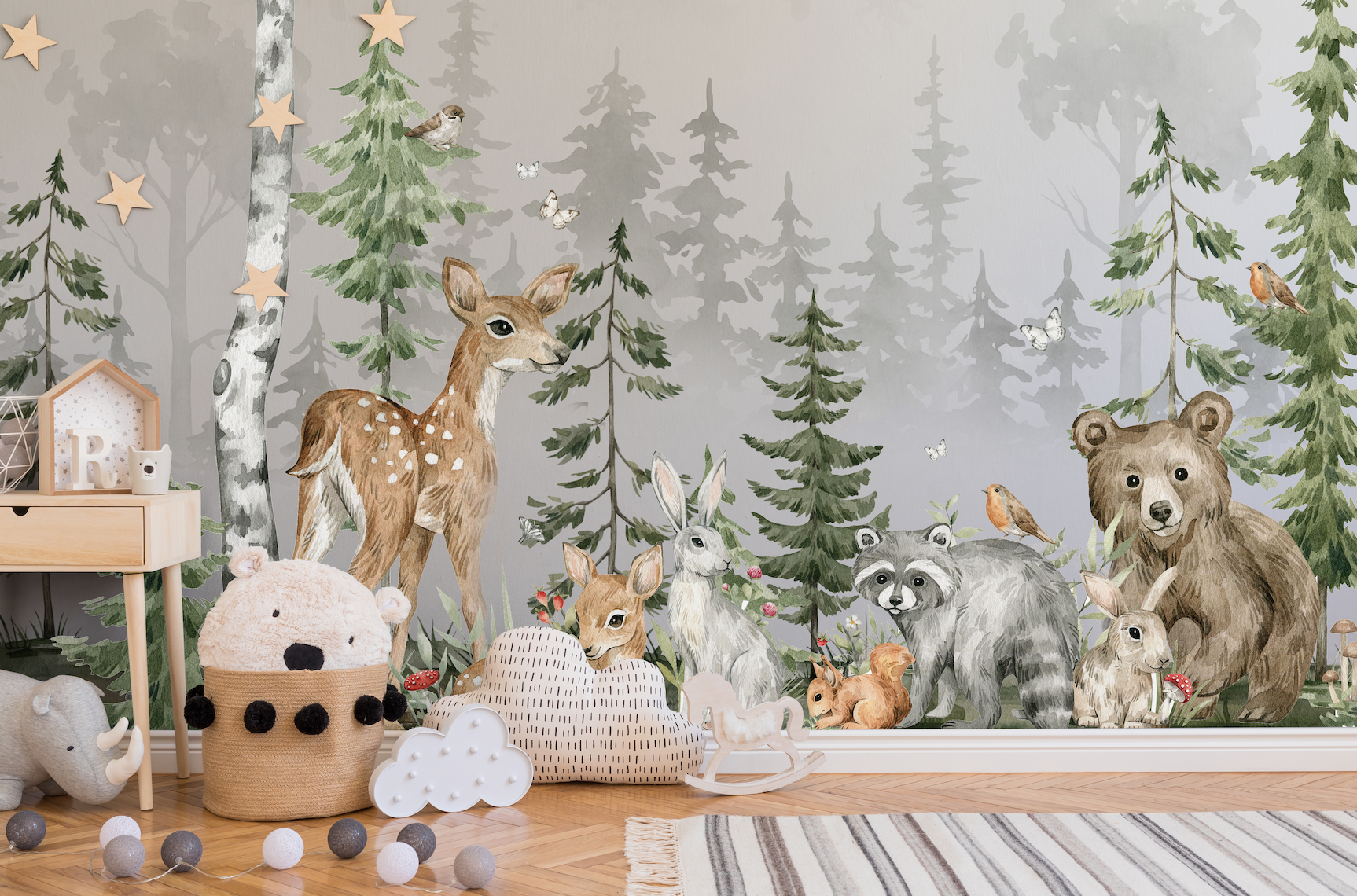 Woodland Animal Creature Wallpaper Tiles  Wallums