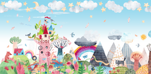 Magical Rainbow Childrens Painting PEEL AND STICK Wall Mural wallpaper| Kids Room Playroom Decor Art