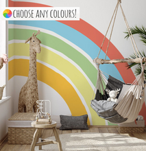 Boho Style Rainbow Wall Peel and Stick Wallpaper Mural | Kids Room Playroom Decor Art | Custom ANY Colour