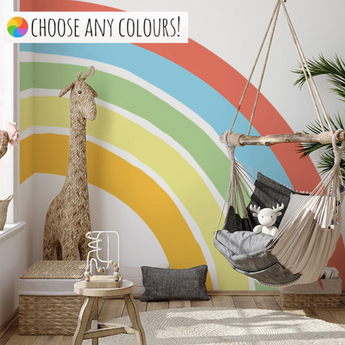 Boho Style Rainbow Wall Peel and Stick Wallpaper Mural | Kids Room Playroom Decor Art | Custom ANY Colour
