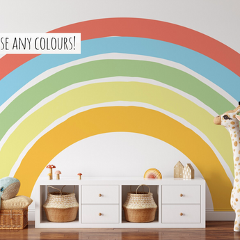 Boho Style Rainbow Wall Peel and Stick Wallpaper Mural | Kids Room Playroom Decor Art | Custom ANY Colour