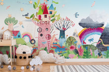 Magical Rainbow Childrens Painting PEEL AND STICK Wall Mural wallpaper| Kids Room Playroom Decor Art