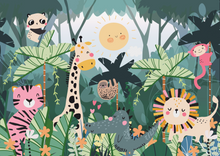 NEW! PEEL and STICK Jungle Safari Animals Nursery Baby Removable Wallpaper- Lion Cub Monkey Giraffe Panda Sloth Tiger