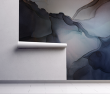 Dreamy Navy Midnight and Blush Watercolour Wall Mural - Peel and Stick or Traditional - Teen Girls Bedroom