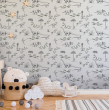 NEW! Peel and Stick or Traditional Dinosaur Nursery Baby Boy Removable Wallpaper - Trees TRex Stegosaurus