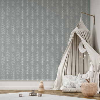 NEW! Peel and Stick Leaf Pattern Duck Egg Nursery Baby Removable and Traditional Wallpaper