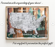 US National Parks Scratch Off Map Scratch Off Map Hand drawn Watercolour United States of America - Personalized / Personalised