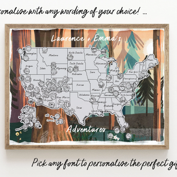 US National Parks Scratch Off Map Scratch Off Map Hand drawn Watercolour United States of America - Personalized / Personalised