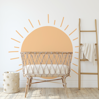 Boho Sunshine Neutral Wall Mural - Peel and Stick SUN Extra Large Decal Wall Sticker