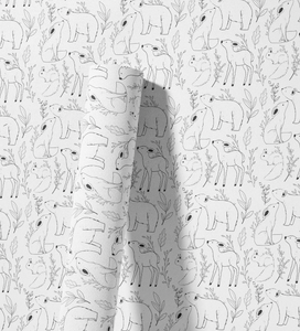 NEW! Peel and Stick or Traditional Woodland Forest Animals Nursery Baby Removable Wallpaper Pattern - Trees Bear Deer Rabbit Flowers Fox