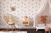 Peel and Stick or Traditional Nursery Wallpaper - Vintage Daisy Eucalyptus Watercolour white and Pink Flower Floral Pattern ANY COLOUR