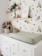 Peel and Stick or Traditional Nursery Wallpaper - Vintage Daisy Eucalyptus Watercolour white and Pink Flower Floral Pattern ANY COLOUR