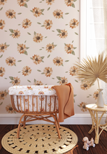 Peel and Stick or Traditional Nursery Wallpaper - Vintage Daisy SUNFLOWER Eucalyptus Watercolour white and Pink Flower Floral Pattern