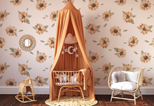 Peel and Stick or Traditional Nursery Wallpaper - Vintage Daisy SUNFLOWER Eucalyptus Watercolour white and Pink Flower Floral Pattern