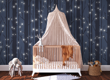 Peel and Stick and Traditional Starry Night Sky Wall Mural Nursery Bedroom Wallpaper - Stars Cresent Moon trees