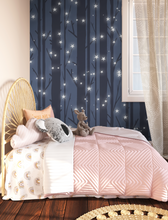 Peel and Stick and Traditional Starry Night Sky Wall Mural Nursery Bedroom Wallpaper - Stars Cresent Moon trees