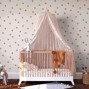 Farm Animals / Bumblebee Bee Neutral Drawn Floral Wall Mural - Peel and Stick or Traditional Wallpaper - Girls Boys Flower Bedroom
