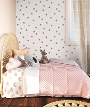 Farm Animals / Bumblebee Bee Neutral Drawn Floral Wall Mural - Peel and Stick or Traditional Wallpaper - Girls Boys Flower Bedroom