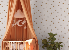 Farm Animals / Bumblebee Bee Neutral Drawn Floral Wall Mural - Peel and Stick or Traditional Wallpaper - Girls Boys Flower Bedroom