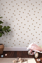 Farm Animals / Bumblebee Bee Neutral Drawn Floral Wall Mural - Peel and Stick or Traditional Wallpaper - Girls Boys Flower Bedroom
