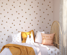 Farm Animals / Bumblebee Bee Neutral Drawn Floral Wall Mural - Peel and Stick or Traditional Wallpaper - Girls Boys Flower Bedroom