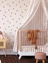 Farm Animals / Bumblebee Bee Neutral Drawn Floral Wall Mural - Peel and Stick or Traditional Wallpaper - Girls Boys Flower Bedroom