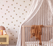 Farm Animals / Bumblebee Bee Neutral Drawn Floral Wall Mural - Peel and Stick or Traditional Wallpaper - Girls Boys Flower Bedroom