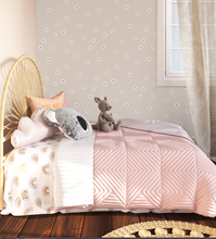 Peel and Stick or Traditional Nursery Wallpaper - Vintage Daisy Eucalyptus Watercolour white and Pink Flower Floral Pattern ANY COLOUR