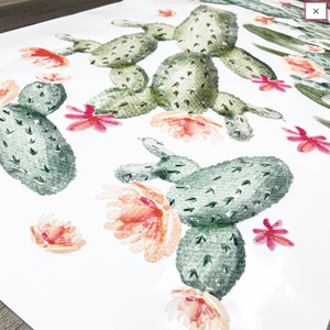 Boho Cactus Nursery Wall Stickers / Decals - Childrens Bedroom, Cacti flowers, New Baby, Boho Kids Bedroom