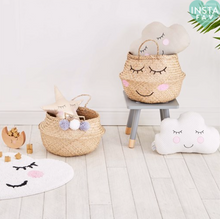 Pom Pom Straw Basket Home Decor Nursery