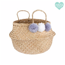 Pom Pom Straw Basket Home Decor Nursery