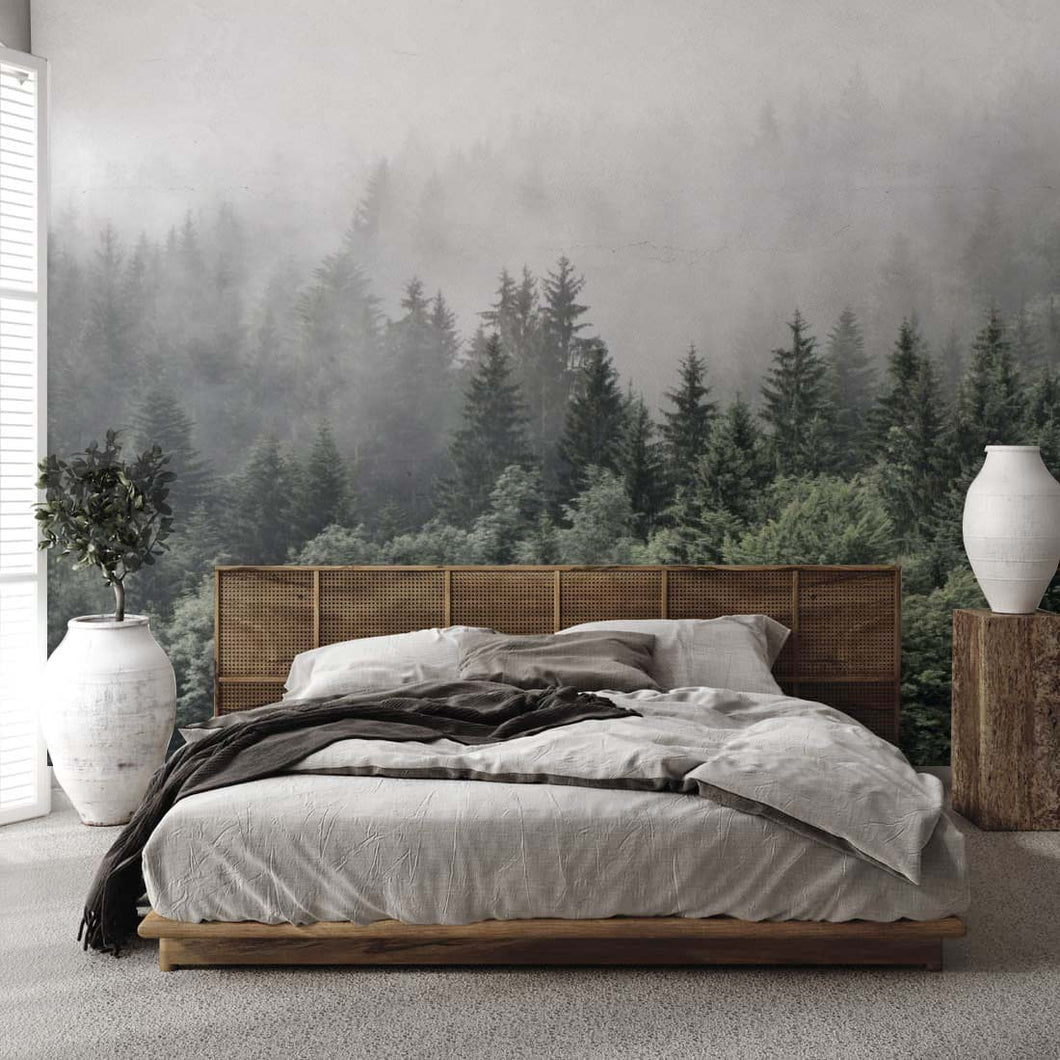 Into the Woods Trees Wall Mural, Removable Wallpaper, Peel And Stick, Wall Covering, Repositionable, Self adhesive, Wall Decor, Reusable