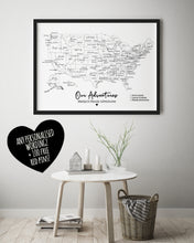 Personalised Map of United States of America USA - World Travel Push Pin Map Framed PLAIN