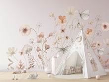 Painted Wildflower Meadow Flowers Peel and Stick Wall Mural - butterfly nursery neutral