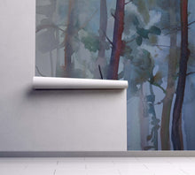 Kids Nursery Twilight Forest Blue - Trees Wall Mural, Removable Wallpaper, Peel And Stick, Wall Covering, Self adhesive, Wall Decor